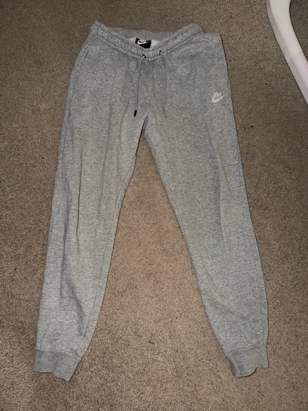 Nike Light Gray Sweat Joggers with White Swoosh